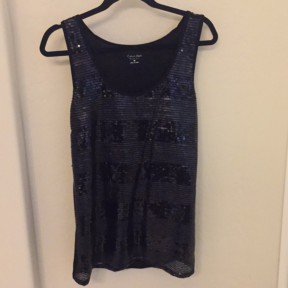 Calvin Klein Black sequin tank top size Medium